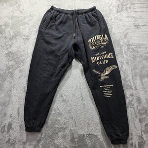 YoungLA Joggers Sweatpants Mens Medium Black Young Ambitious Club Graphic 722